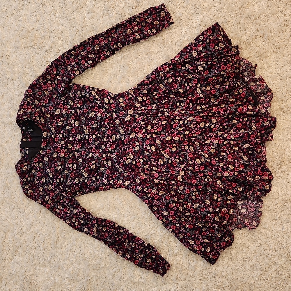 H&M Long Sleeve Floral Mini Skirt Dress